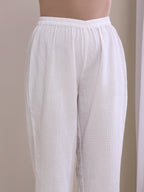 trueBrowns White Dobby Neck Pleat Kurta Pant Set | Grocsy