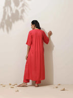 trueBrowns Coral Viscose Kurta Pant Set | Grocsy