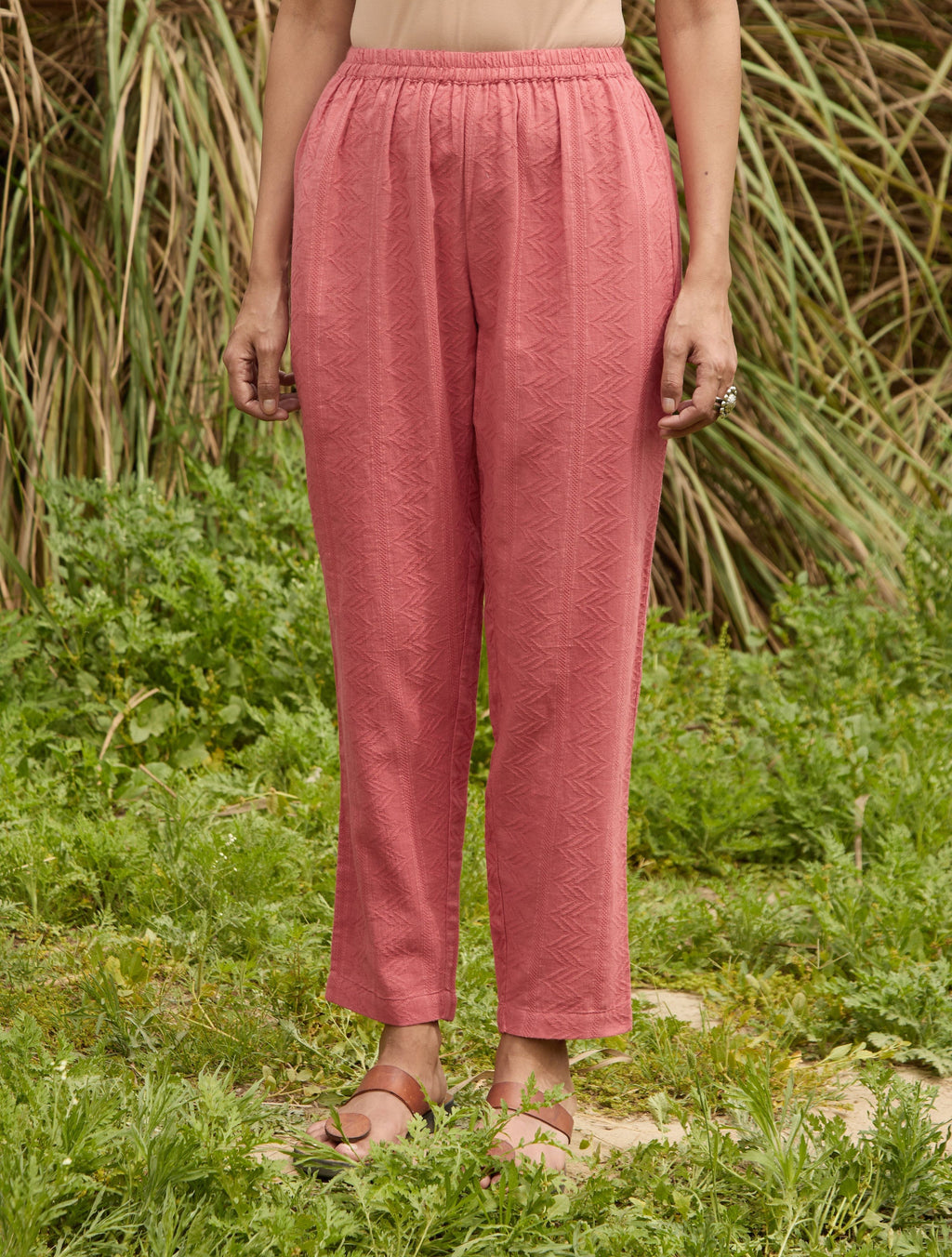 trueBrowns Coral Cotton Dobby Relaxed Co-ord Set | Grocsy