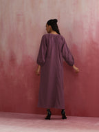 trueBrowns Light Purple Cotton Dobby Dress | Grocsy