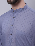 Even Apparels Grey Pure Cotton Kurta With Band Collar | Grocsy