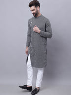 Even Apparels Black Sherwani Kurta With Asymetrical Cut | Grocsy