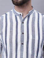 Even Apparels Grey Pure Cotton Short Sleeves Kurta With Band Collar | Grocsy