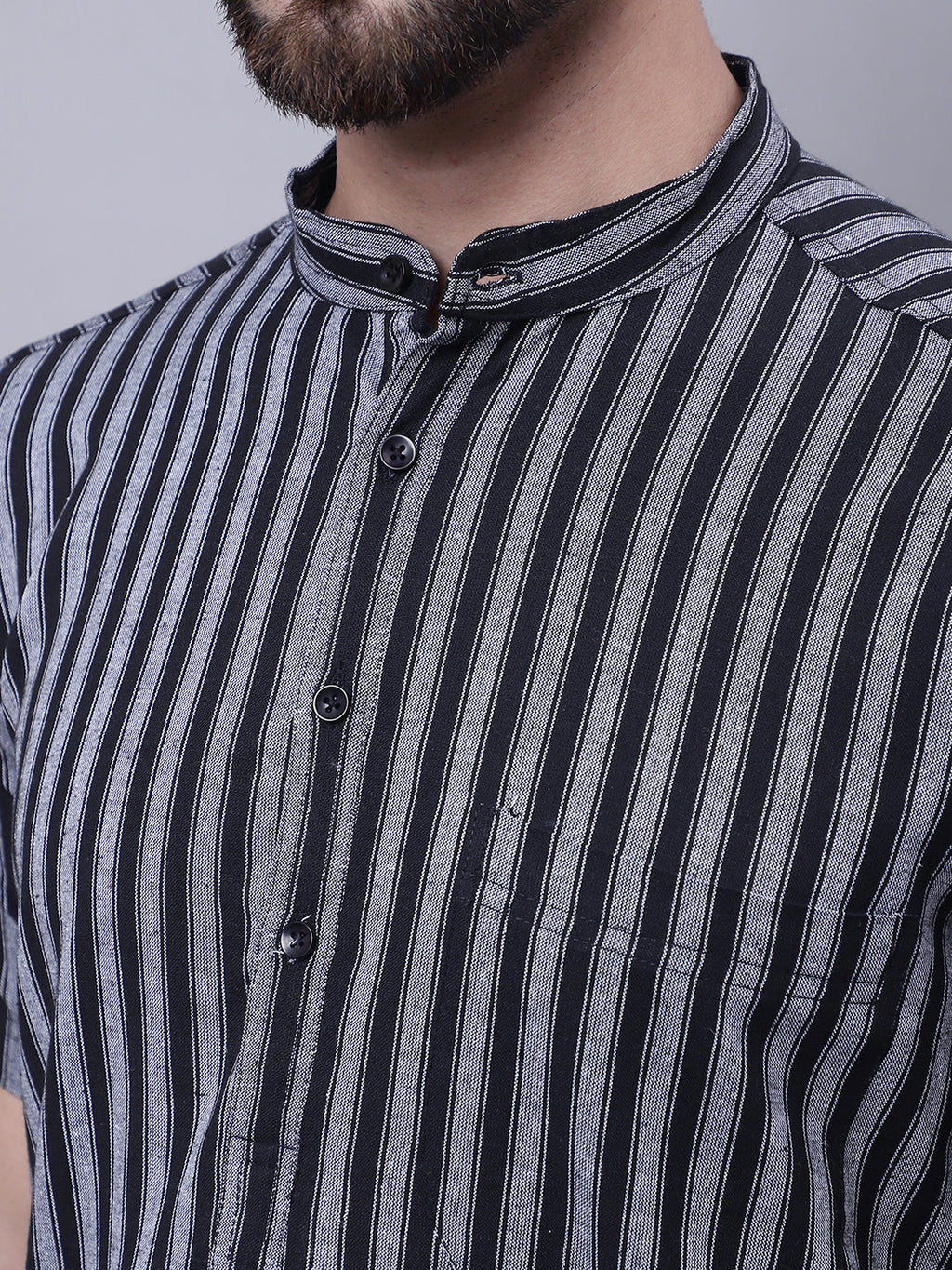 Even Apparels Multi Pure Cotton Short Sleeves Kurta With Band Collar | Grocsy