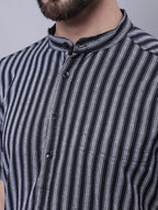 Even Apparels Multi Pure Cotton Short Sleeves Kurta With Band Collar | Grocsy