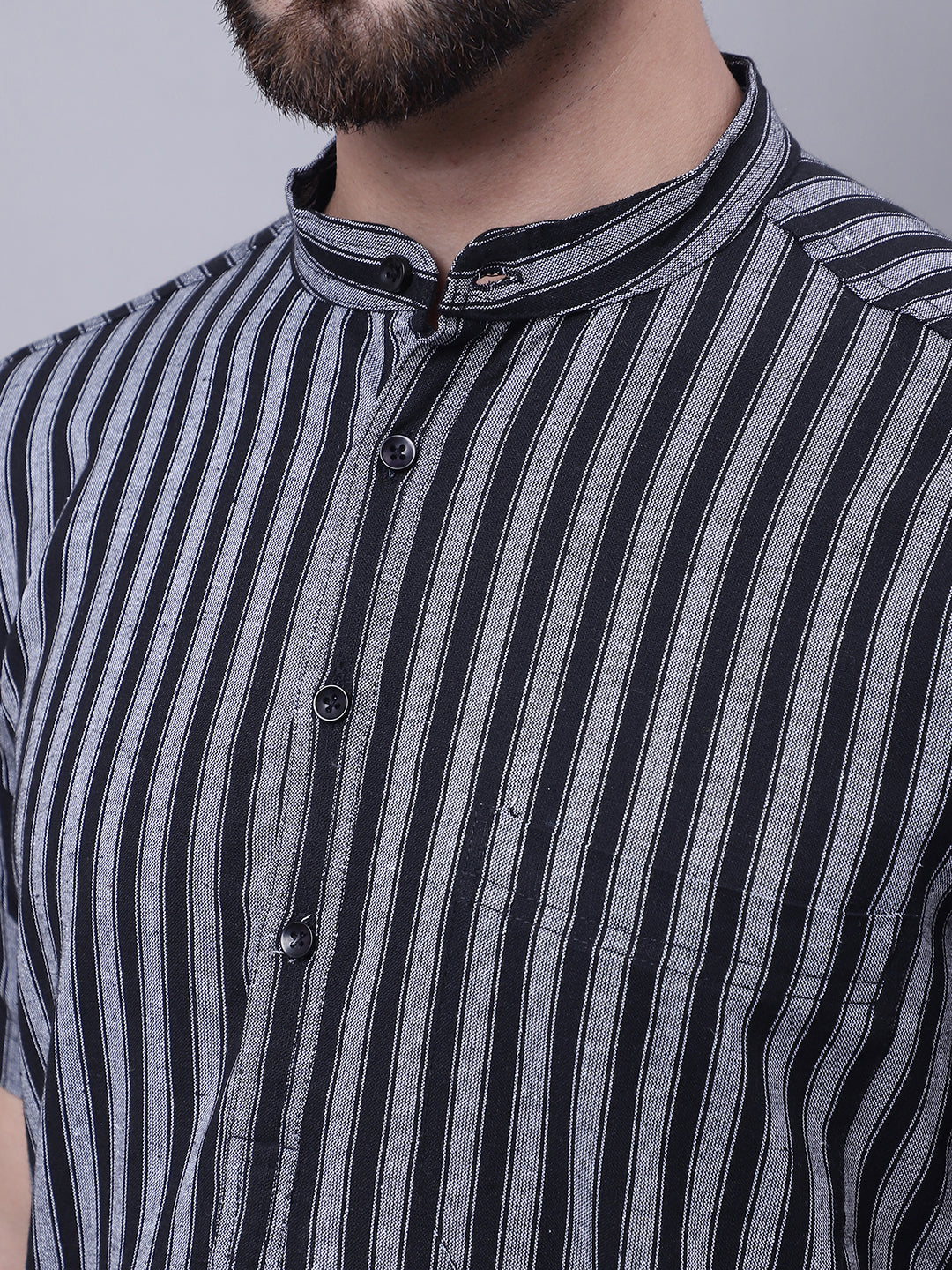 Even Apparels Multi Pure Cotton Short Sleeves Kurta With Band Collar | Grocsy