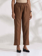 trueBrowns Maroon Slub Highslit Kurta Set | Grocsy