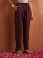 trueBrowns Brown Floral Print Kaftan Kurta Set | Grocsy