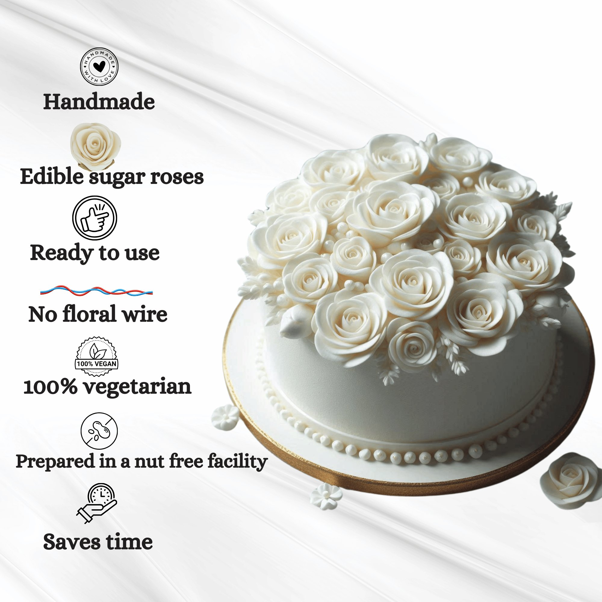 Confect White | Edible Sugar Flowers | Grocsy