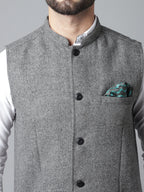 Even Apparels Men's Grey Pure Wool Nehru Jacket | Grocsy