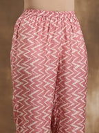 trueBrowns Light Mauve Zig-Zag Printed Silk Co-Ord Set | Grocsy