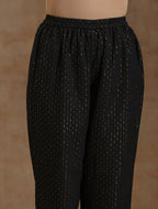 trueBrowns Black Gold Cotton Flared Co-Ord Set | Grocsy