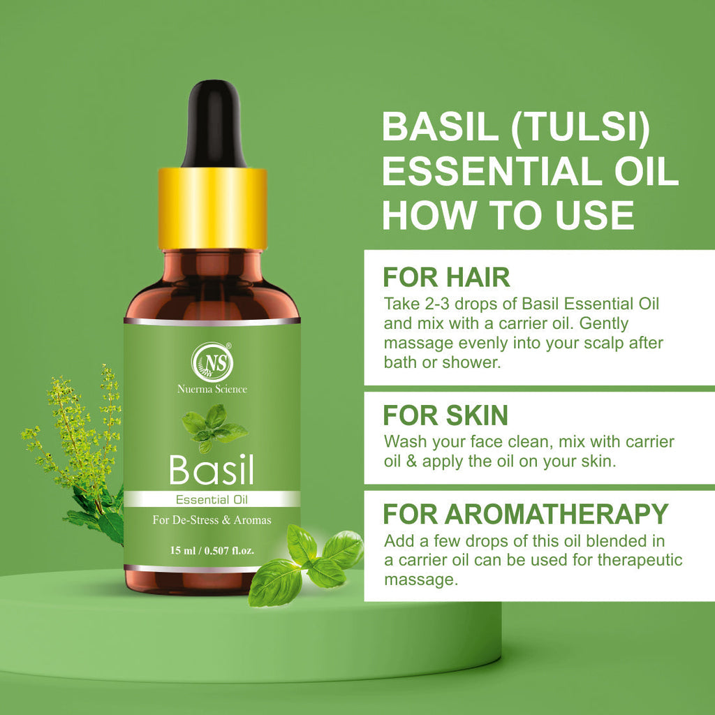 Nuerma Science Basil Essential Oil For Skin & Hair | Grocsy