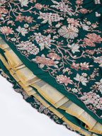 House of Panchhi Teal Pure Georgette Sequins And Thread Embroidery Lehenga Choli & Dupatta | Grocsy