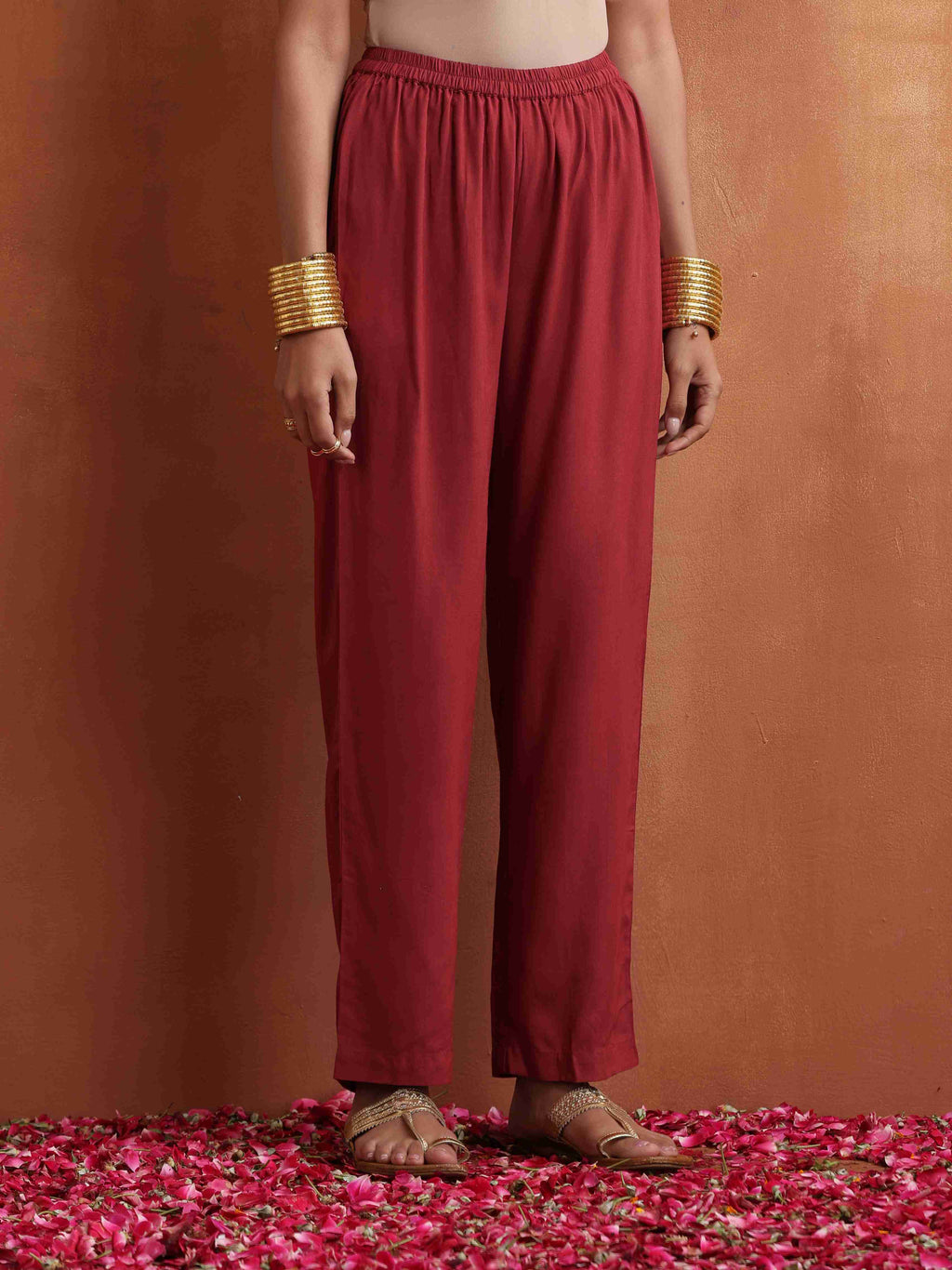 trueBrowns Maroon Print A-line Kurta Co-ord Set | Grocsy