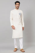 Motif Embroidered Cotton Kurta by Hilo Design | Grocsy