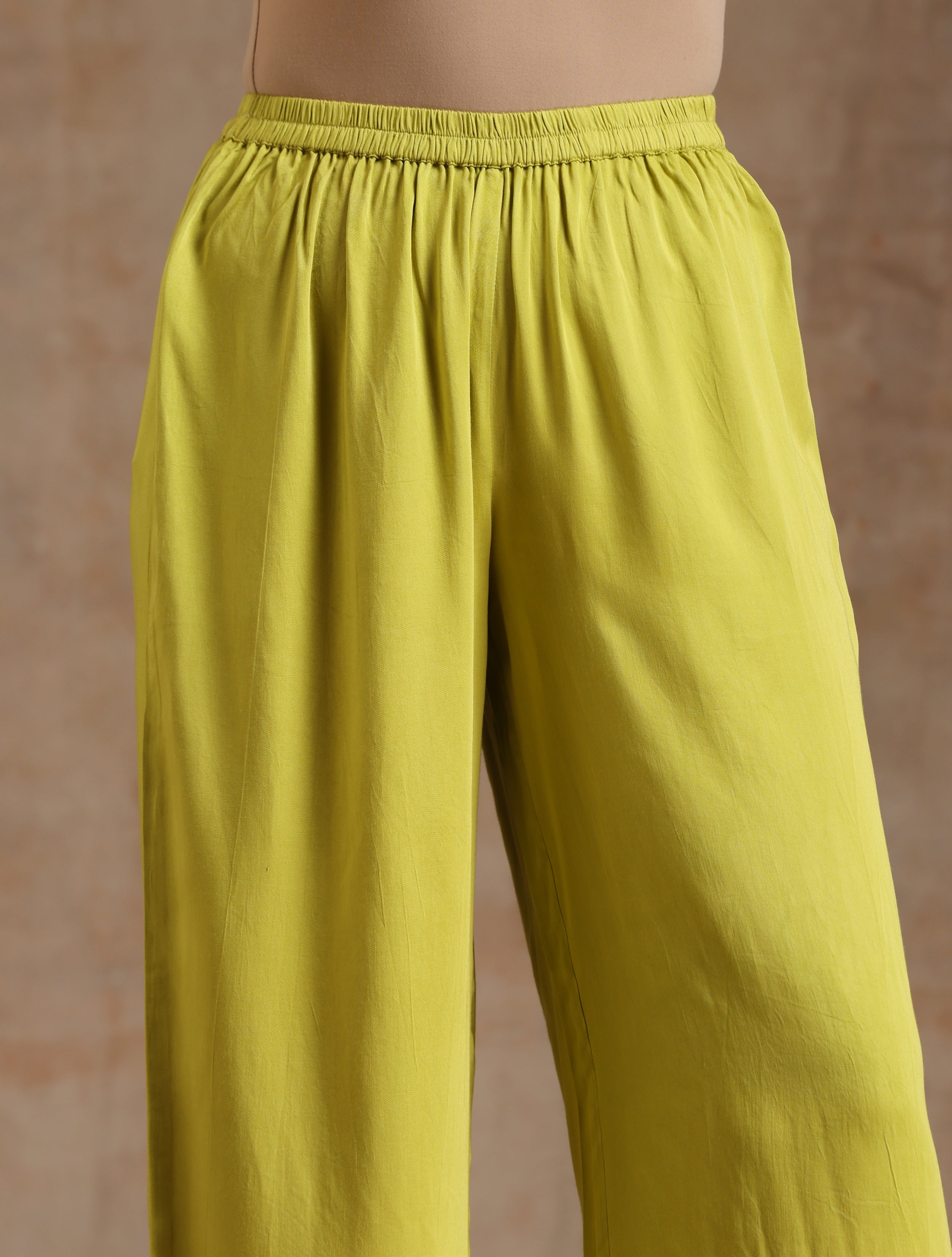 trueBrowns Lime Modal Satin Anarkali Set | Grocsy