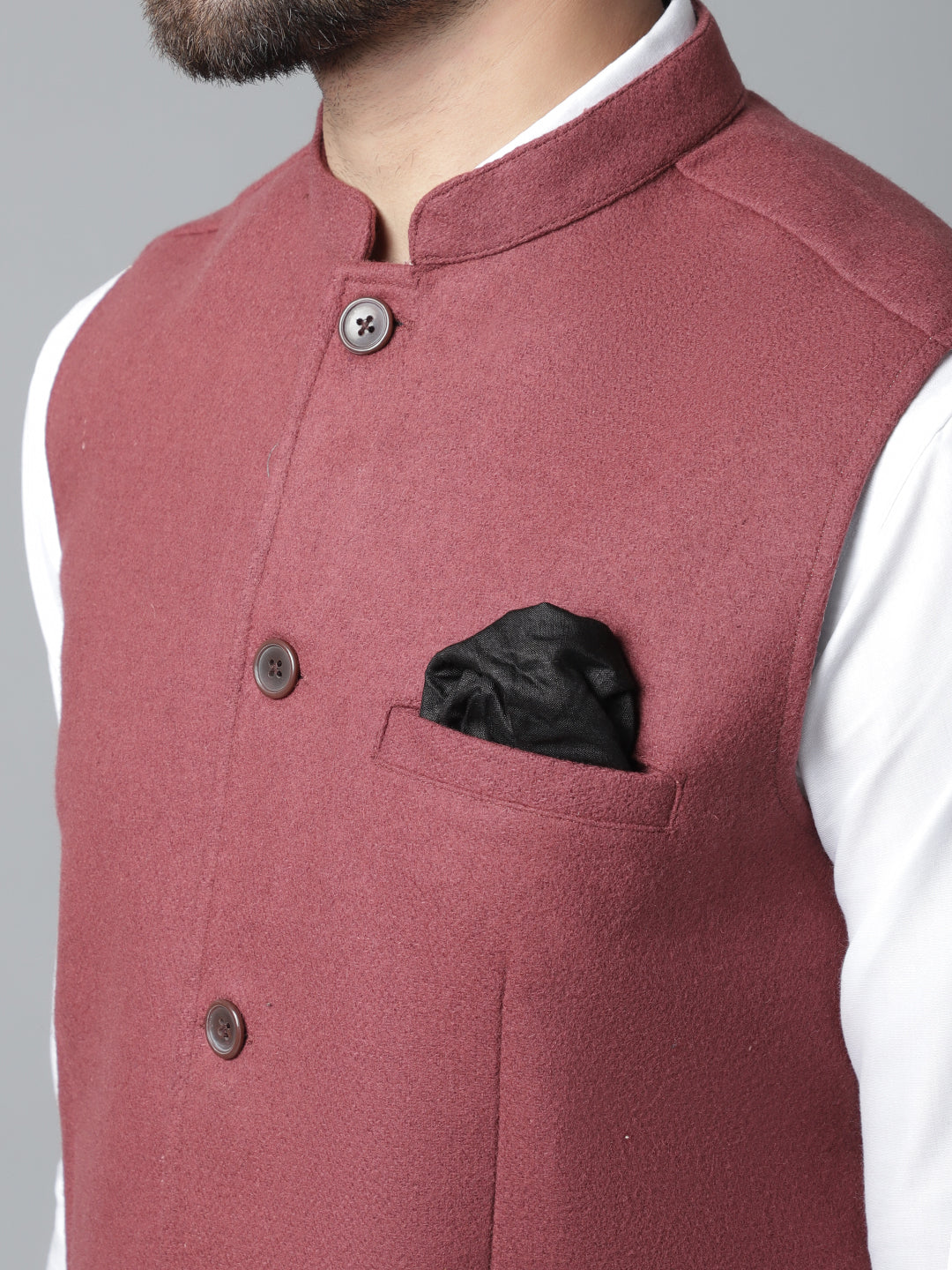 Even Apparels Men's Brown Pure Wool Nehru Jacket | Grocsy