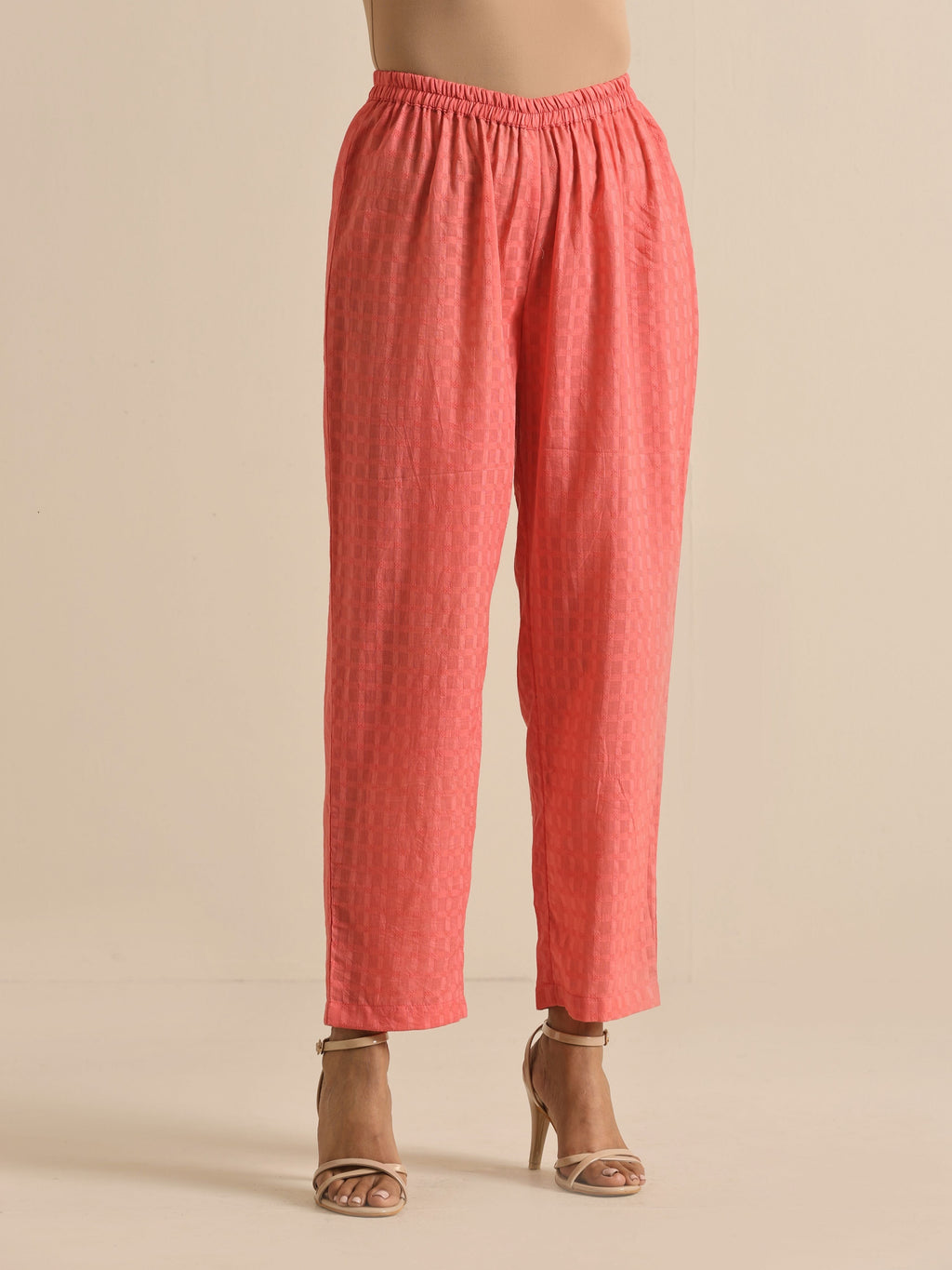 trueBrowns Bright Pink Dobby Angrakha Kurta Pant Set | Grocsy