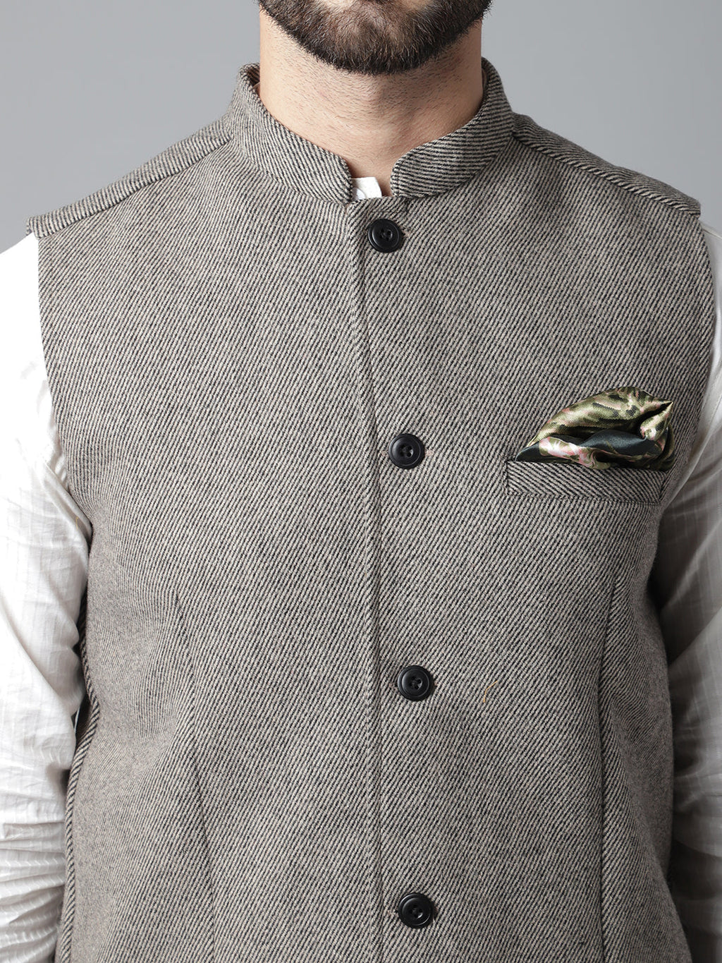 Even Apparels Men's Cream Pure Wool Nehru Jacket | Grocsy