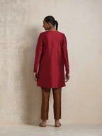 trueBrowns Red Silk Kurta Co-ord Set | Grocsy