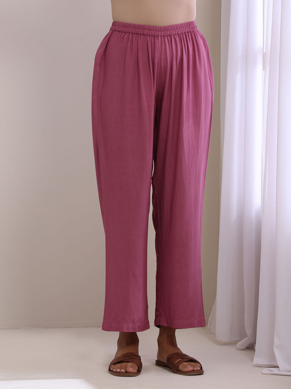 trueBrowns Onion Pink Dobby Sleeveless Short Co-Ord Set | Grocsy