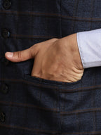 Even Apparels Men's Blue Waistcoat with Notched Lapel | Grocsy