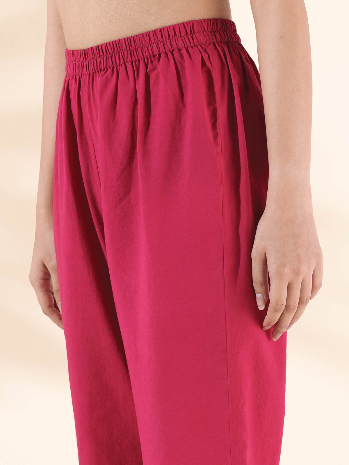 trueBrowns Pink Cotton Ikat Flared Kurta Pant Set | Grocsy