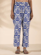 trueBrowns Blue Cotton Ikat Sleeveless Co-ord Set | Grocsy
