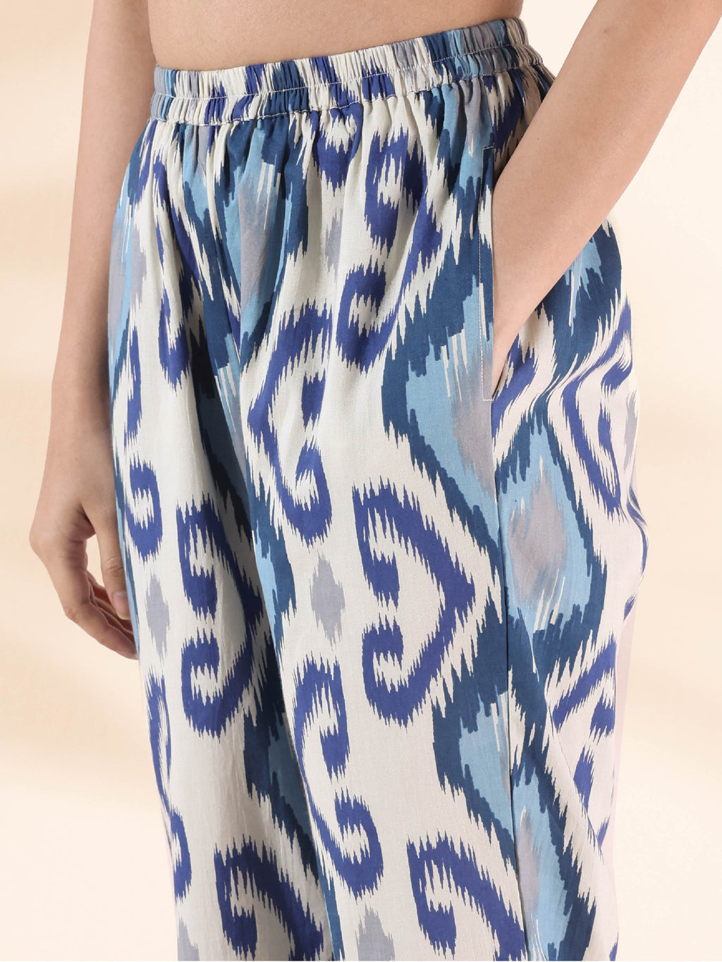 trueBrowns Blue Cotton Ikat Relaxed Co-ord Set | Grocsy