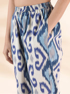 trueBrowns Blue Cotton Ikat Relaxed Co-ord Set | Grocsy