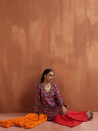 trueBrowns Pink Print Sharara Set | Grocsy