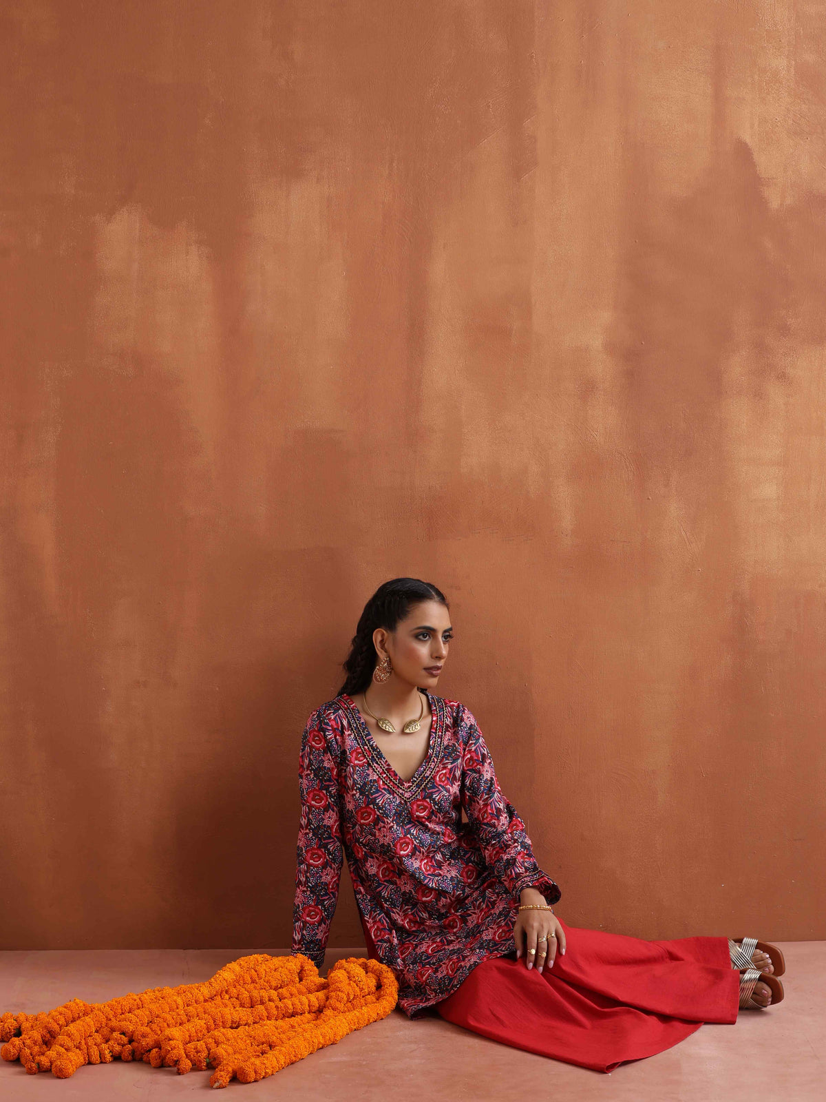 trueBrowns Pink Print Sharara Set | Grocsy
