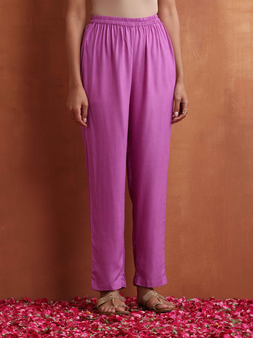trueBrowns Purple Print A-line Kurta Set | Grocsy