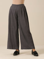 trueBrowns Slate Grey Slub Texture Sleevesless Jacket Pant Set | Grocsy