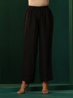 trueBrowns Black Silk Collar Co-ord Set | Grocsy