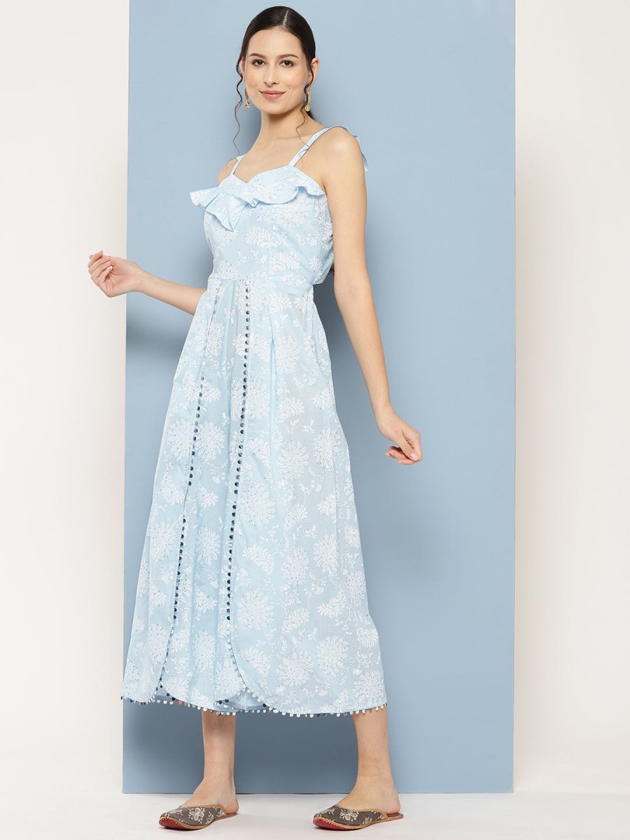 Ahalyaa Printed Basic Jumpsuit with Ruffles | Grocsy