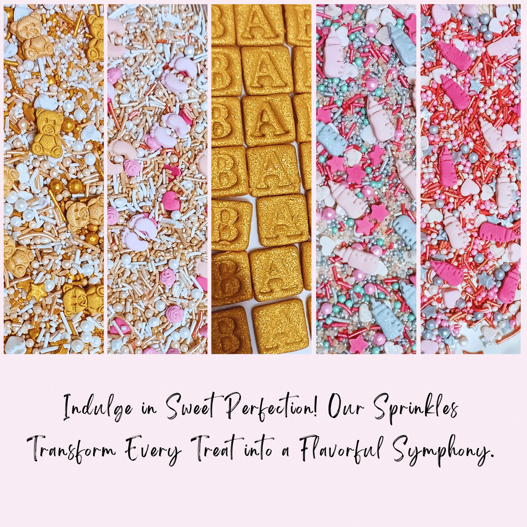 Confect Girls Baby Shower Sprinkles | Edible Sprinkles | Mix Silver, Gold & Blush pink Sprinkles | Grocsy
