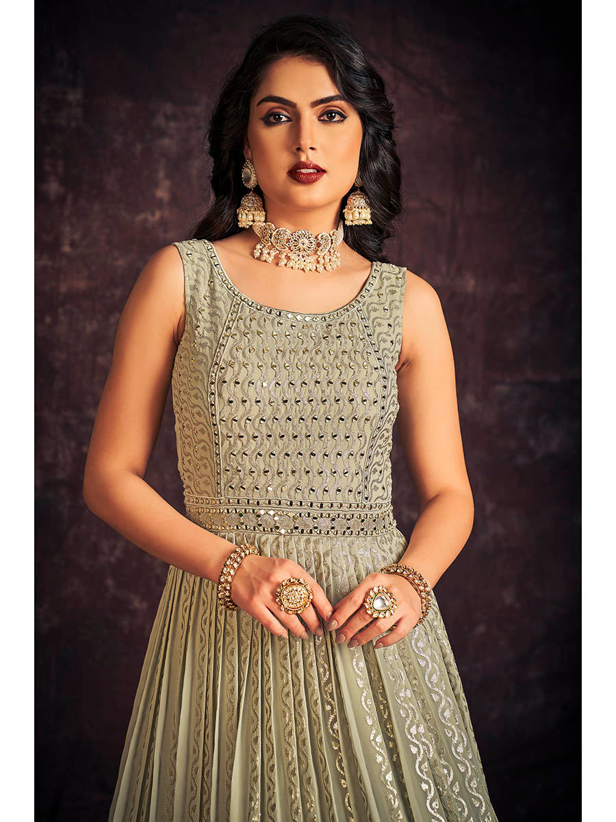 Myra Pista Real Georgette Designer Gown Style Suit | Grocsy