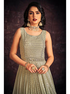 Myra Pista Real Georgette Designer Gown Style Suit | Grocsy