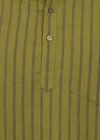 Fabmade Olive Stripe Linen Kurta Set | Grocsy