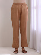 trueBrowns Beige Dobby Boxy Fit High-Low Co-Ord Set | Grocsy