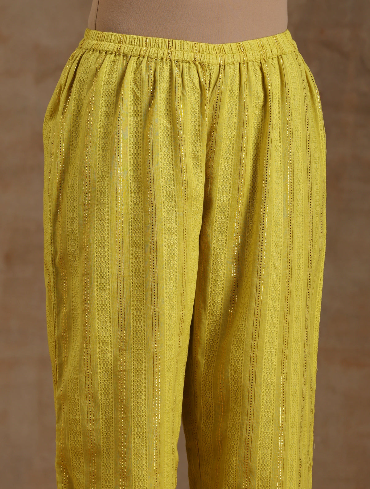 trueBrowns Lime Gold Cotton Relax High Slit Kurta Set | Grocsy