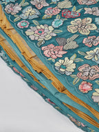 House of Panchhi Turquoise Blue Georgette Sequins And Thread Embroidery Lehenga Choli & Dupatta | Grocsy