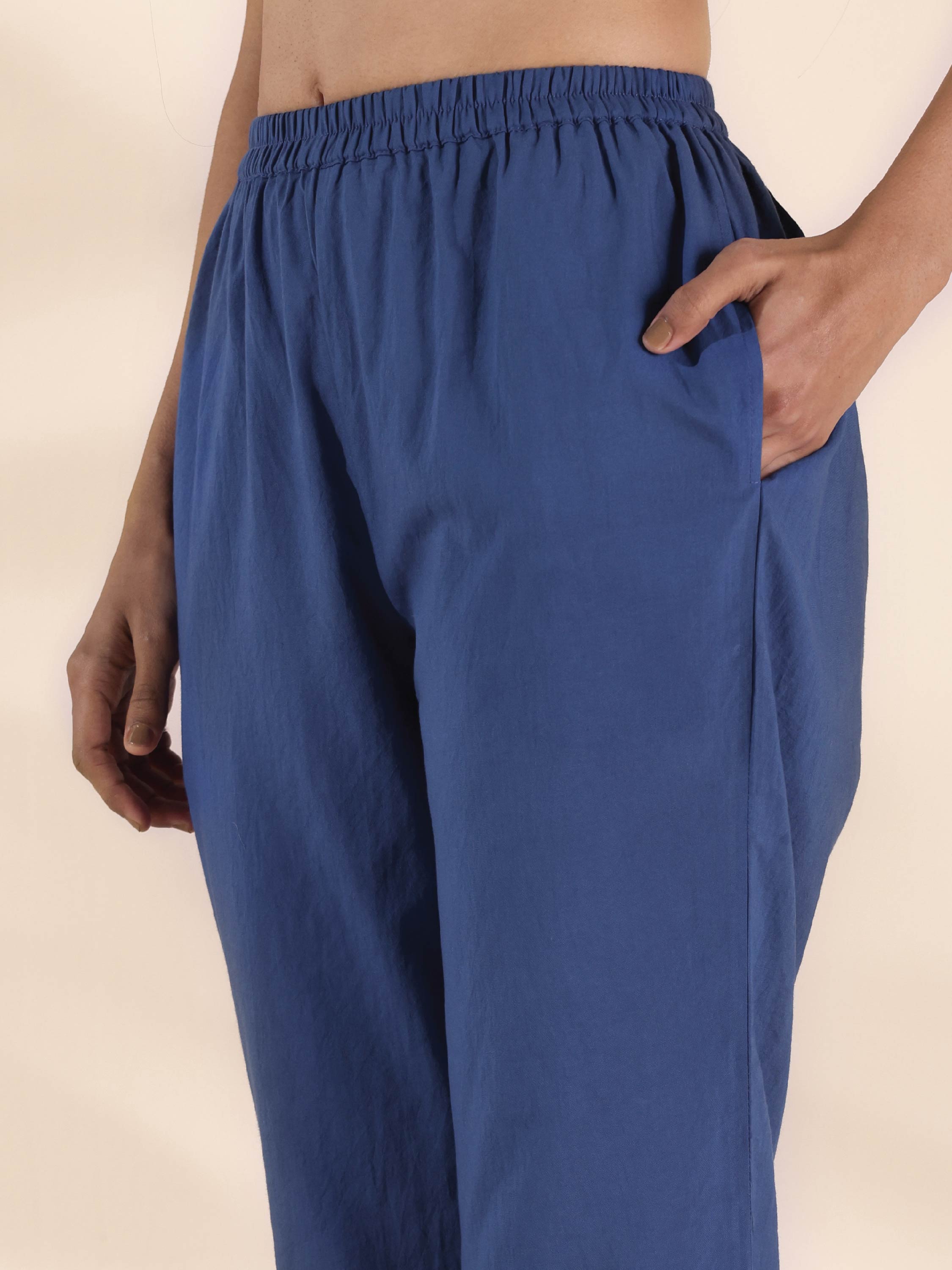 trueBrowns Blue Cotton Ikat Kaftan Co-ord Set | Grocsy