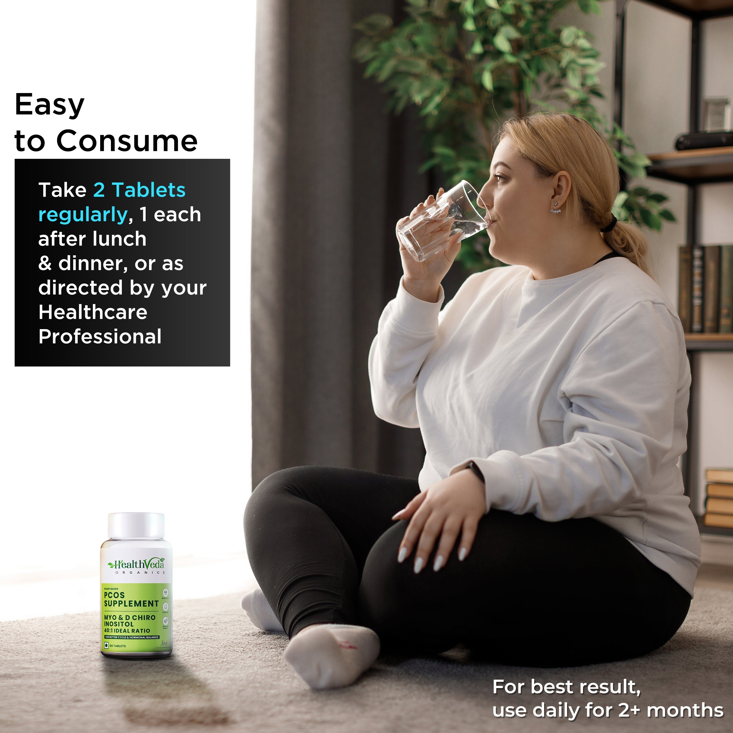 Health Veda Organics Plant Based PCOS Multivitamin Supplement Tablets | Grocsy