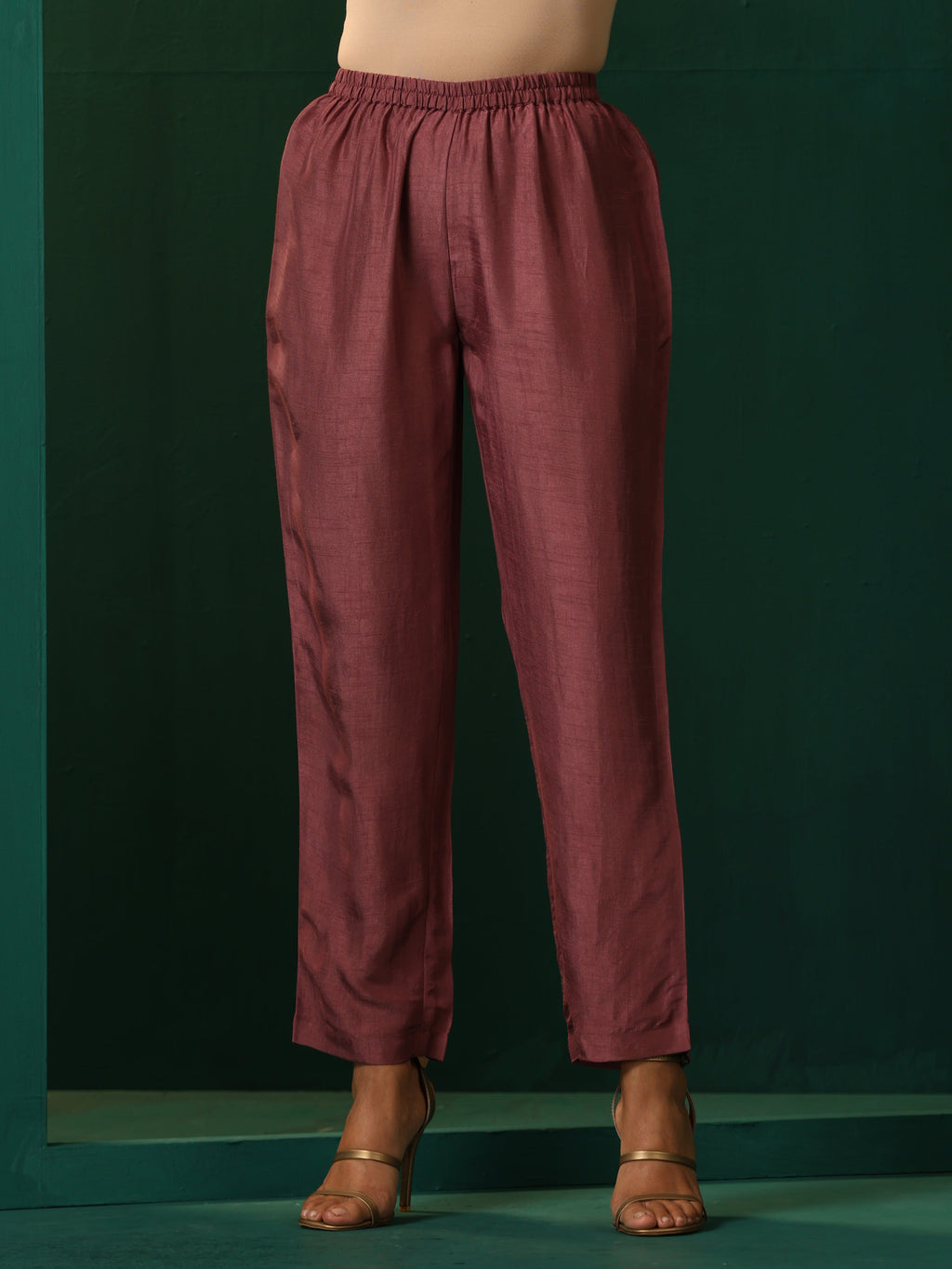 trueBrowns Maroon Light Mauve Silk Jacket Kurta Set | Grocsy