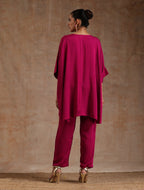 trueBrowns Pink Modal Satin Boxy Fit High-Low Co-Ord Set | Grocsy