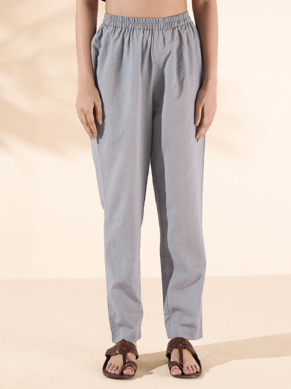 trueBrowns Blue Cotton Ikat Flared Kurta Pant Set | Grocsy