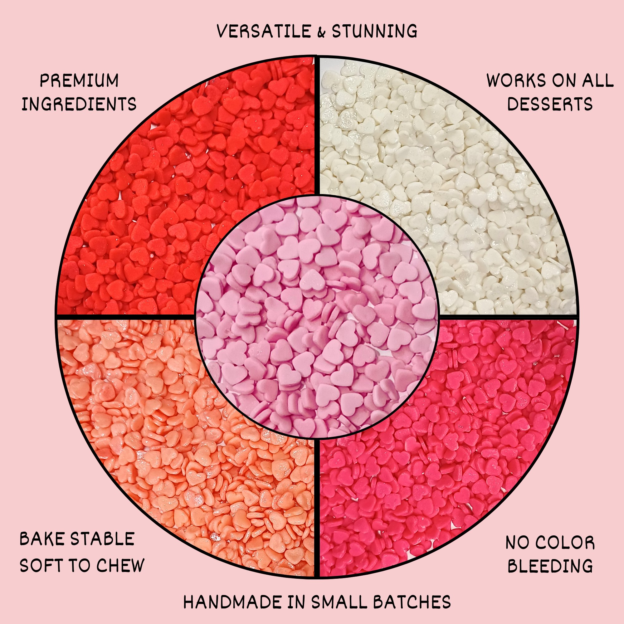 Confect Valentine Sprinkles | 05 Edible Decoration for Baking & Dessert | Grocsy